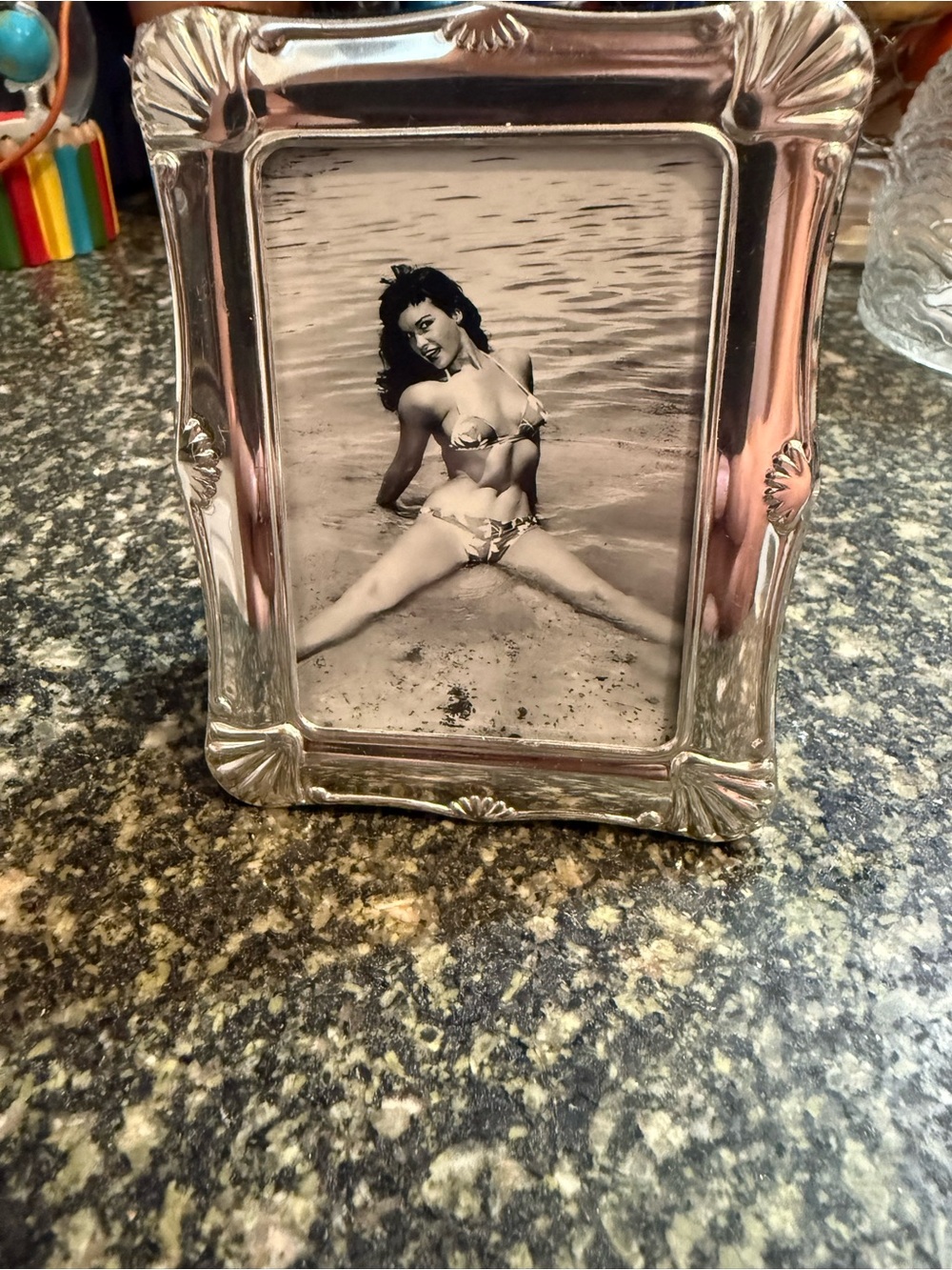 Bettie Page in Silver Metal Decorative Picture Frame - Classic Home Accent